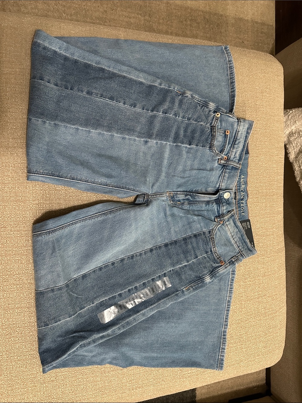 NWT American Eagle Outfitters Two-Tone Dreamy Drape Wide Leg Jeans Size 000